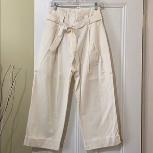 Cotton Ivory Paper-Bag Waist Trouser